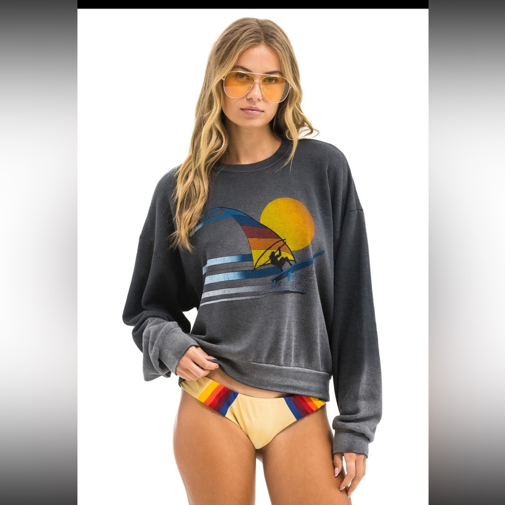 ~Aviator Nation~ windsurf jump relaxed crew sweatshirt